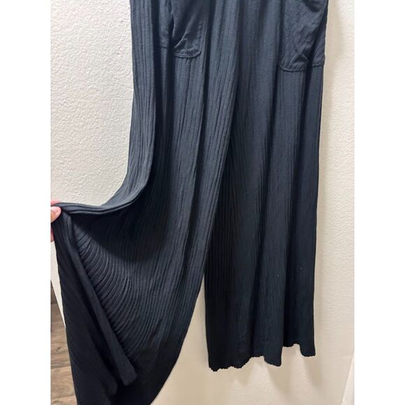 FREE PEOPLE FP MOVEMENT BLISSED OUT WIDE LEG PANTS - BLACK Ribbed Size XS Yoga - Picture 3 of 6